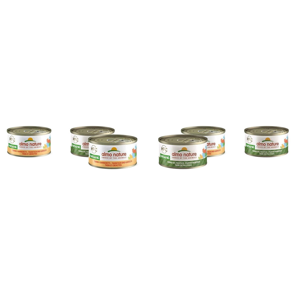 Almo Nature HFC Natural Kattenvoer Tonijn en Garnalen & Pacifische Tonijn 24 x 70 g - 3-pack