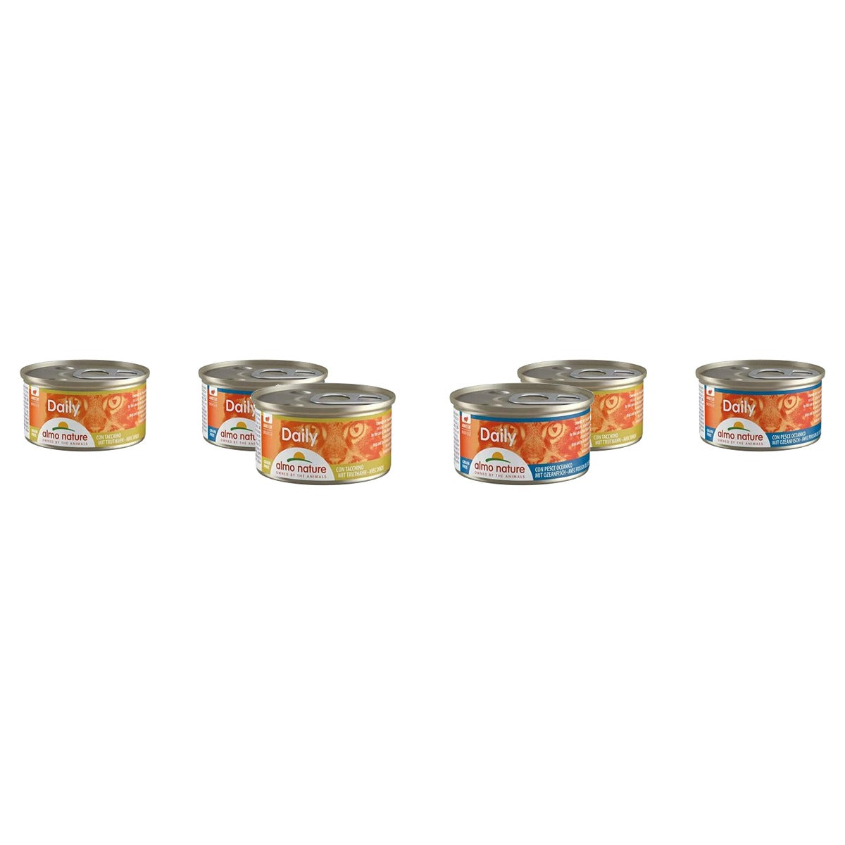 Almo Nature Daily Mousse Kalkoen 24 x 85 g en Oceaanvis 24 x 85 g - 3-pack