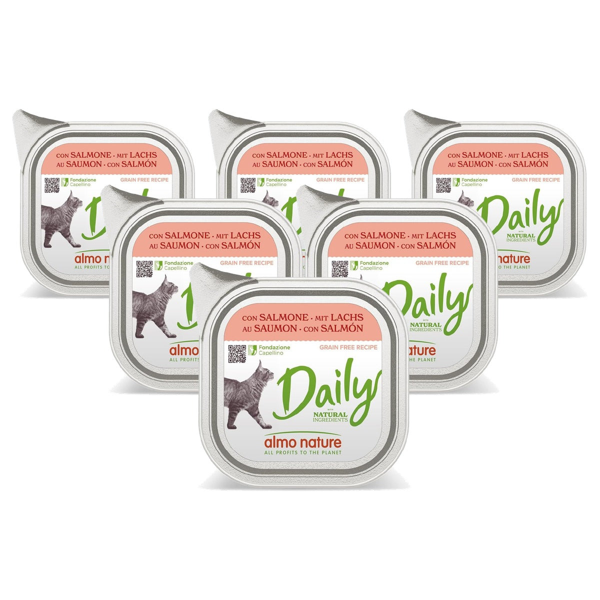 Almo Nature Daily Natvoer Volwassen Katten Zalm 32 x 100 g - 6-pack