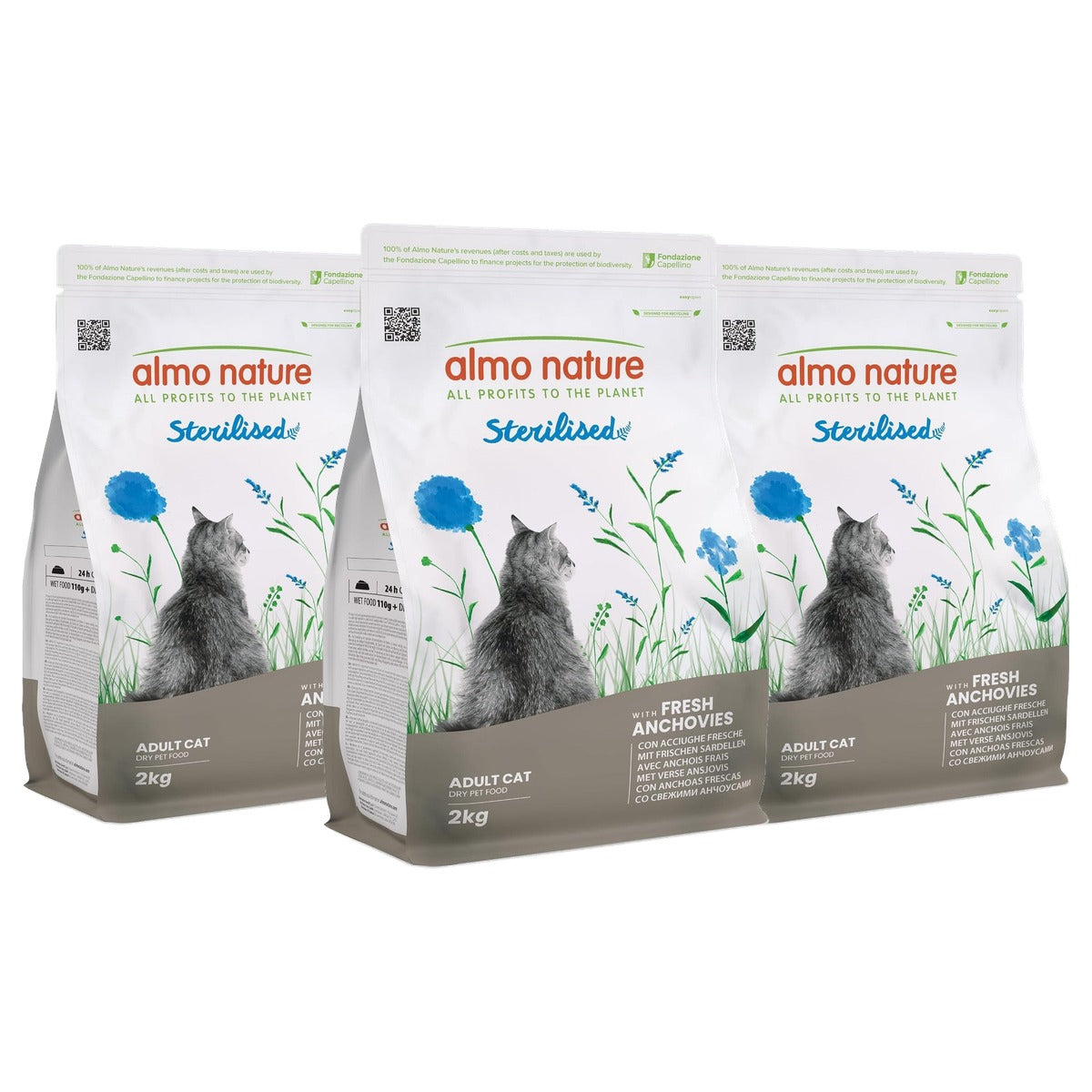Almo Nature Sterilised Droogvoer Kat Verse Ansjovis 2 kg - 3-pack