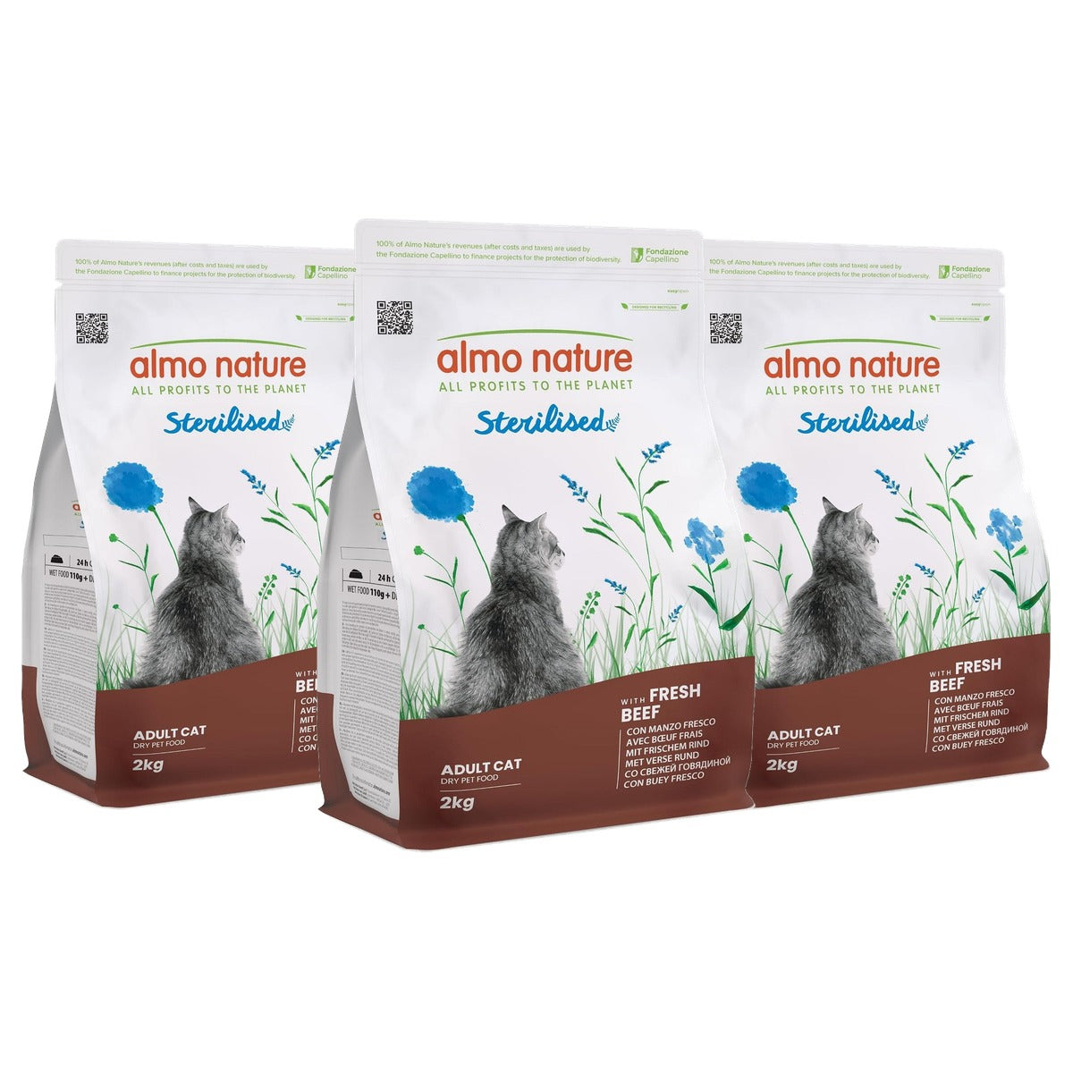Almo Nature Sterilised Droogvoer Kat Vers Rundvlees 2 kg - 3-pack