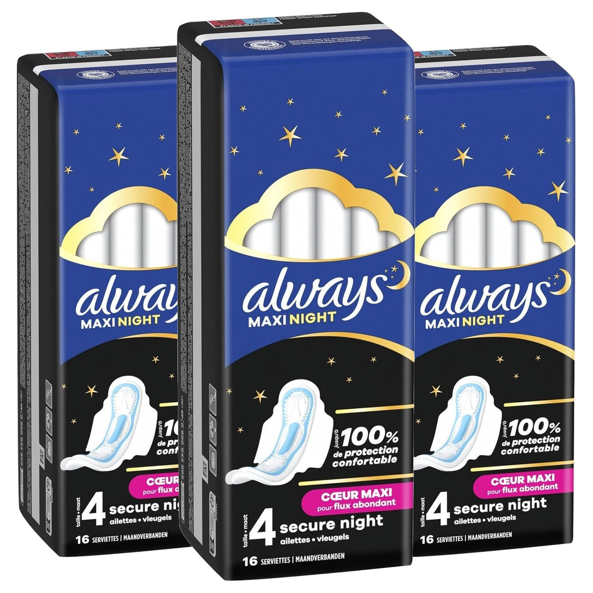 Always Maxi maandverband maat 3 nacht 16 doekjes - 3-pack