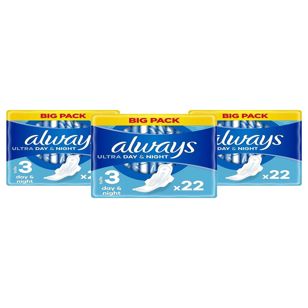 Always Ultra maandverband maat 3 dag & nacht 3 x 22 stuks - Voordeelverpakking