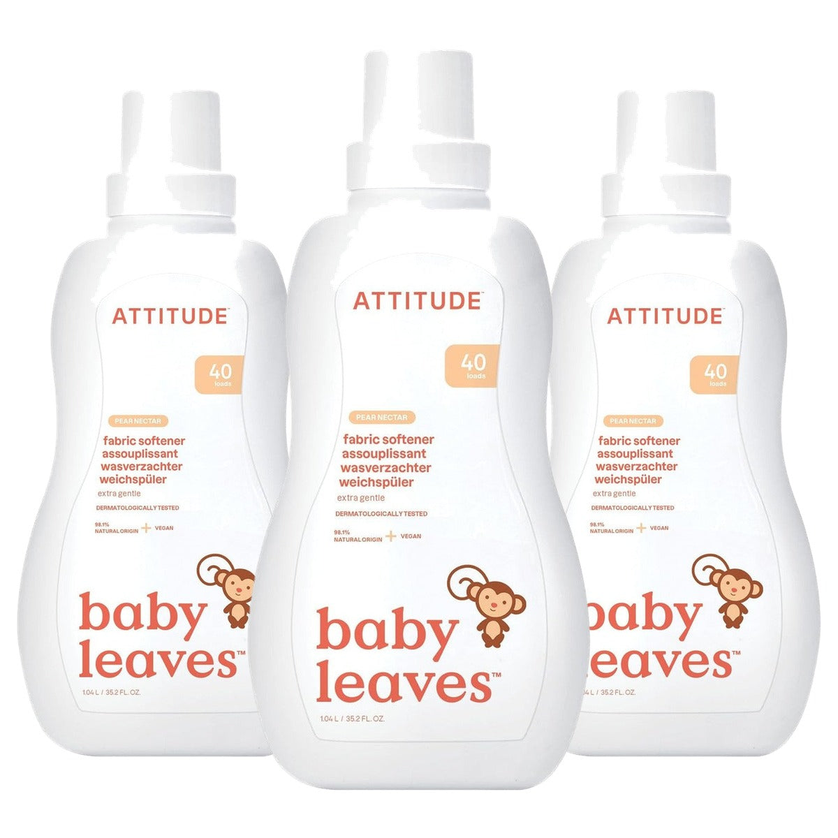 Attitude Baby Wasverzachter Peer 40 Wasbeurten 1,04 l - 3-pack