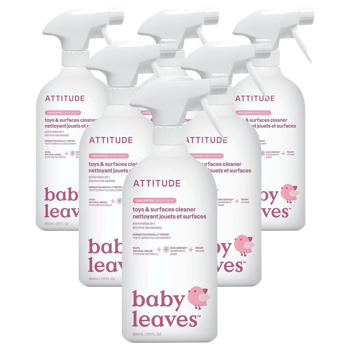 Attitude Speelgoed- en Oppervlaktereiniger Ongeparfumeerd 800 ml - 6-pack