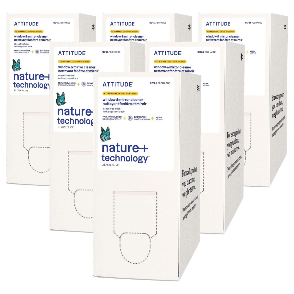 Attitude Raam- en Spiegelreiniger Citrusschaal 2 l - 6-pack