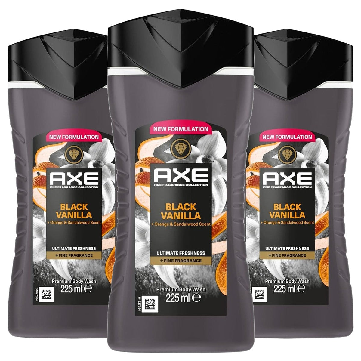 Axe Fine Fragrance Collection Black Vanilla Premium Body Wash 3 x 225 ml - Voordeelverpakking