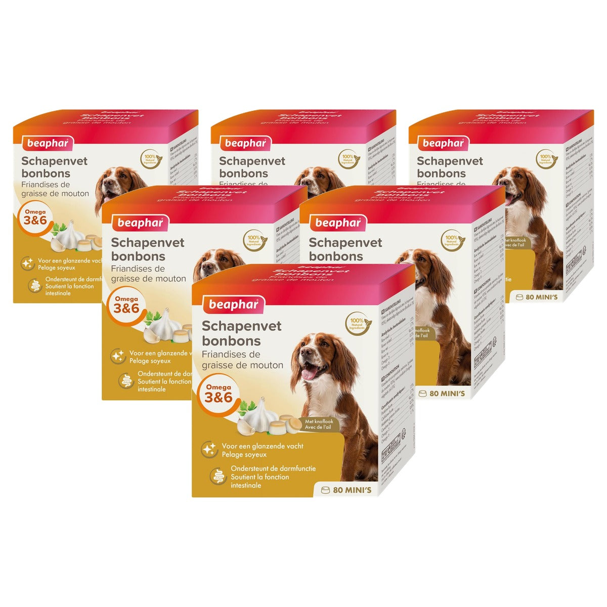 Beaphar Schapenvet hondensnack knoflook mini 245 g - 6-pack