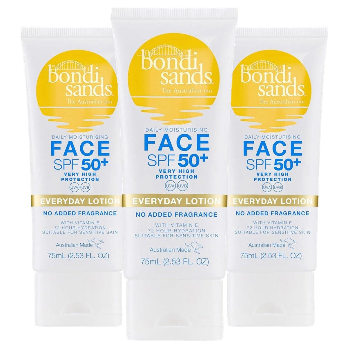 Bondi Sands Daily Moisturizing Face Lotion SPF 50+ 3 x 75 ml - Voordeelverpakking