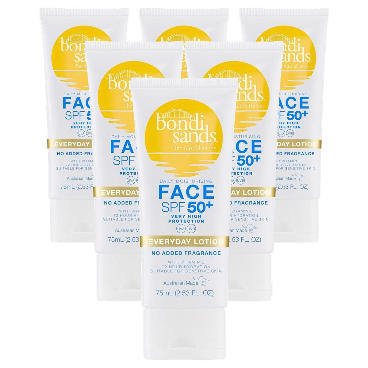 Bondi Sands Daily Moisturizing Face Lotion SPF 50+ 6 x 75 ml - Voordeelverpakking