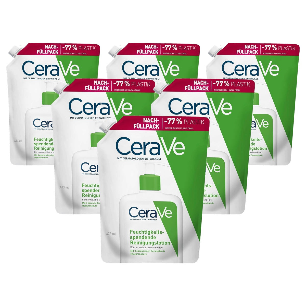 CeraVe Hydraterend Reinigend Navulzakje voor Gezicht en Lichaam 473 ml - 6-pack