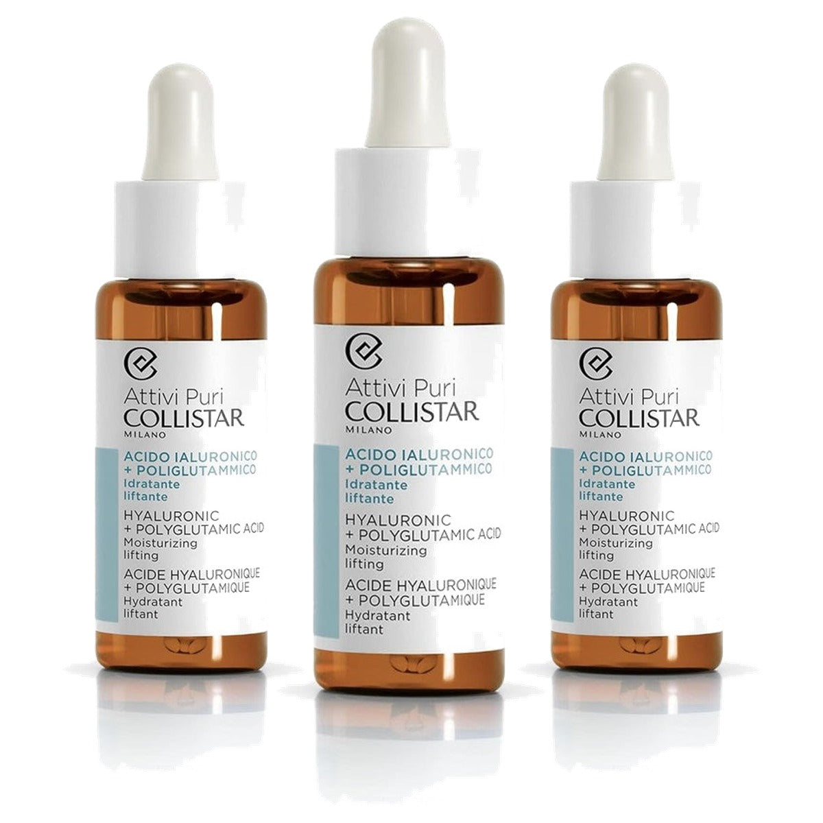Collistar Attivi Puri Hyaluronzuur + Polyglutaminezuur Druppels 30 ml - 3-pack