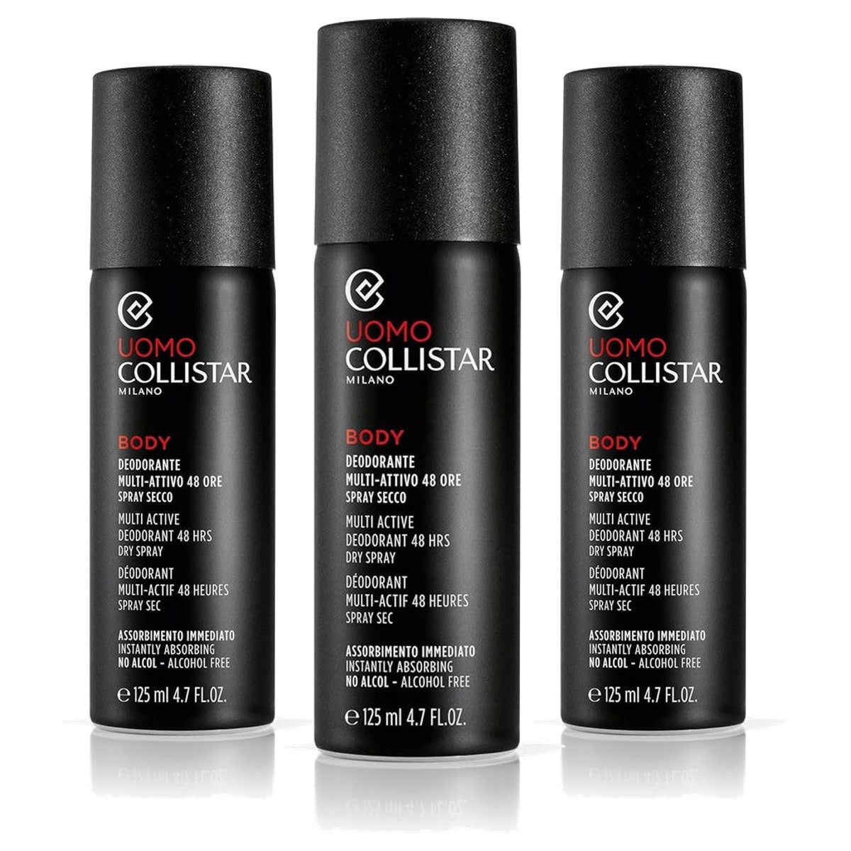 Collistar Deodorant voor Heren Droge Multi-Actieve Spray 125 ml - 3-pack