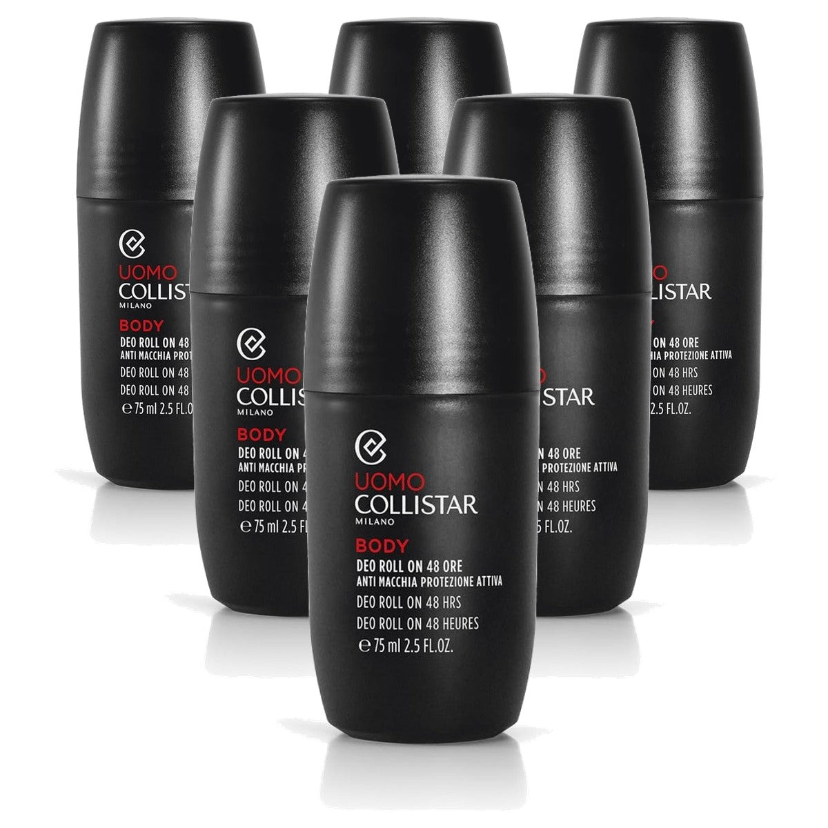 Collistar Deodorant Roll-On voor Heren zonder Alcohol 75 ml - 6-pack