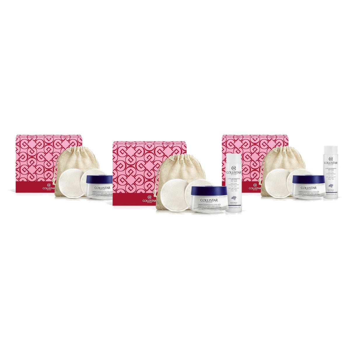 Collistar Gift Set Energetische Anti-Aging Crème voor Gezicht en Hals 50 ml + Anti-Aging Reinigingsmelk Gezicht Ogen 100 ml - 3-pack