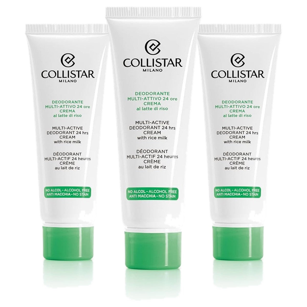 Collistar Multi-actieve Crème-deodorant 48 uur met Rijstmelk 75 ml - 3-pack