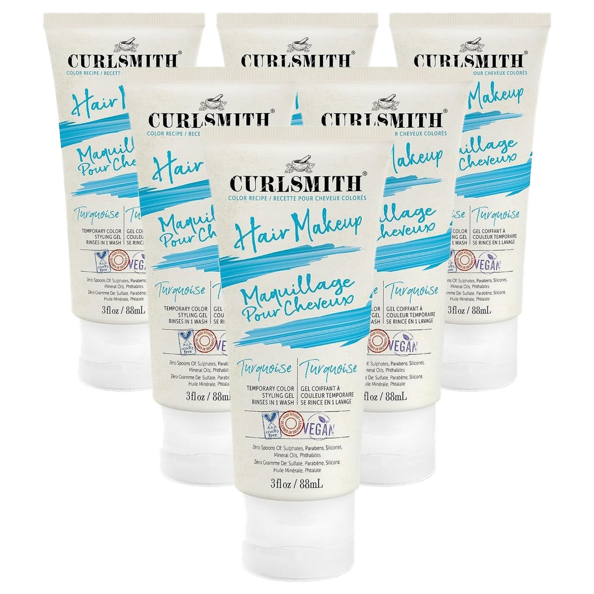 Curlsmith Haarmake-up Haarkleur- en Stylinggel Turquoise 90 ml - 6-pack