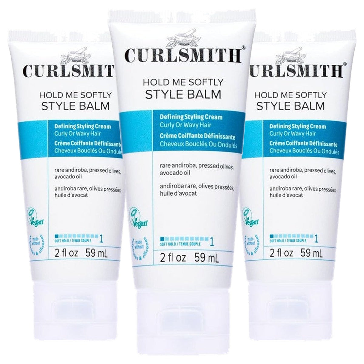 Curlsmith Hold Me Softly Stylingcrème voor Golvend en Krullend Haar - 3-pack