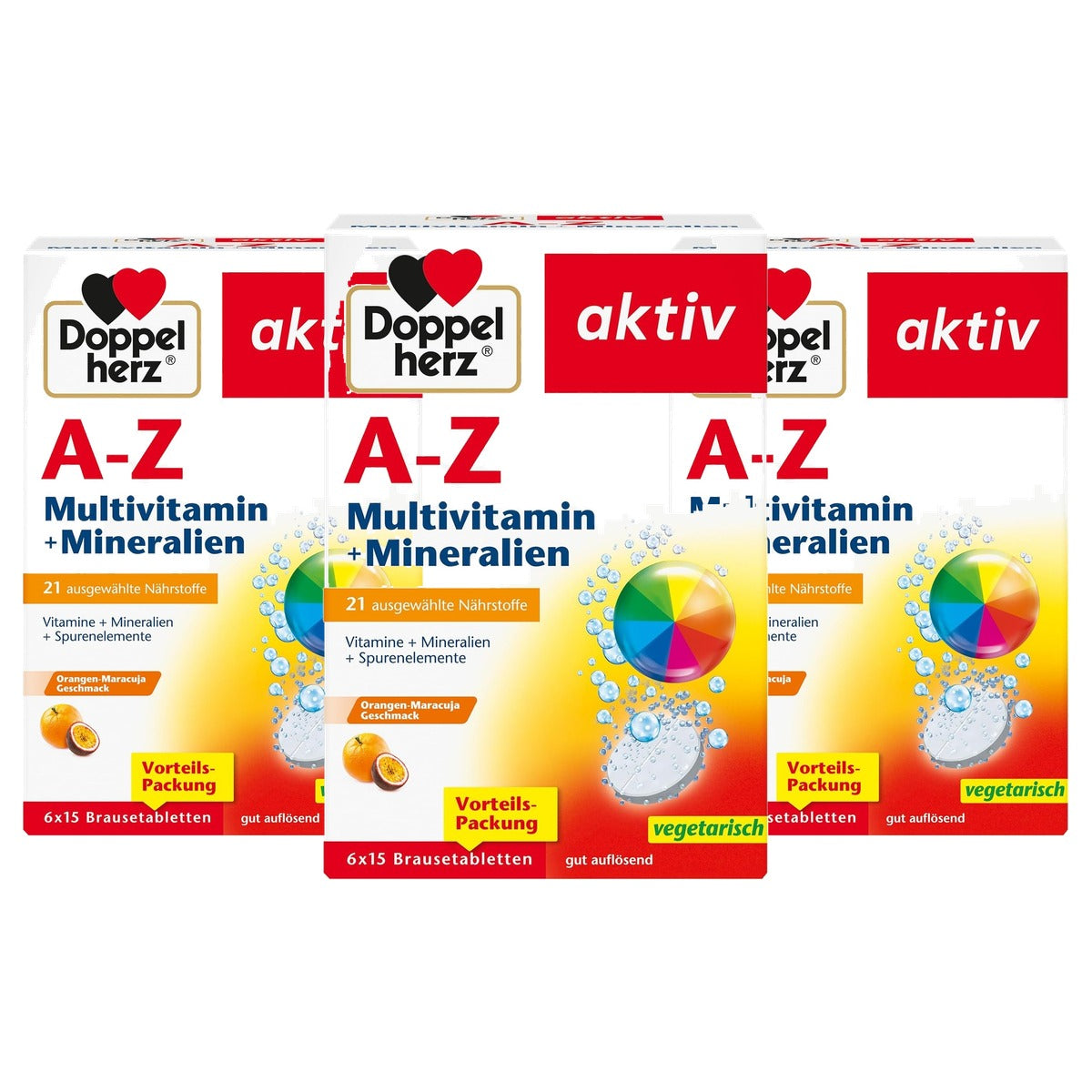 Doppelherz A-Z Bruistabletten Multivitamine + Mineralen 6 x 15 stuks - 3-pack