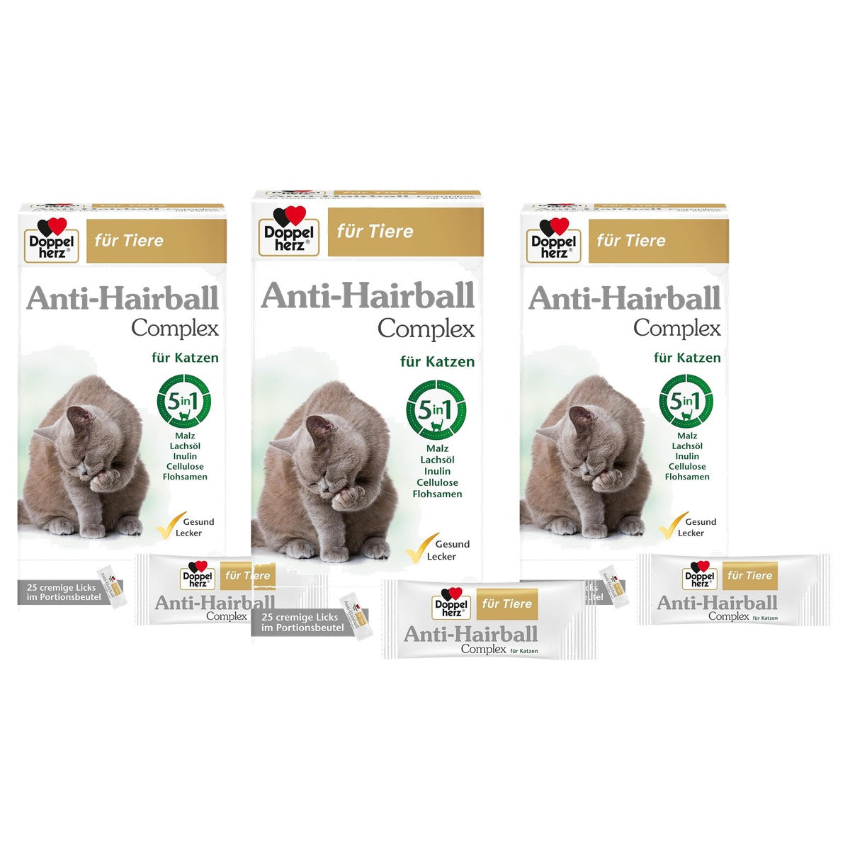 Doppelherz voor Dieren Anti-Haarbal Complex voor Katten 25 Likken - 3-pack