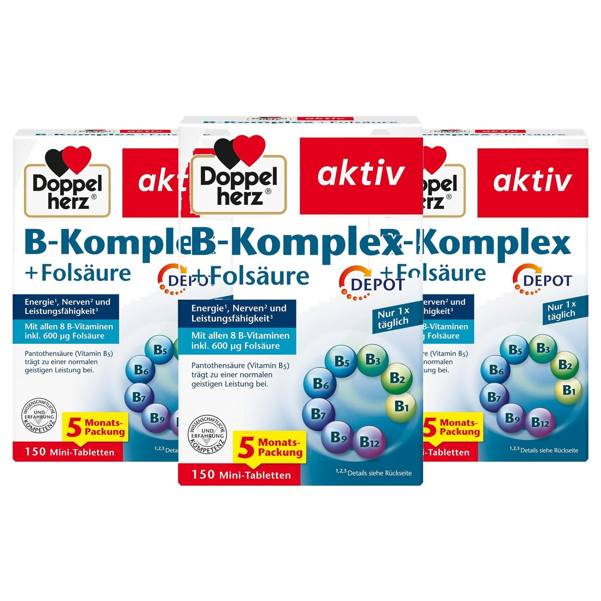 Doppelherz B-Complex Depot met Foliumzuur 150 Mini-tabletten - 3-pack