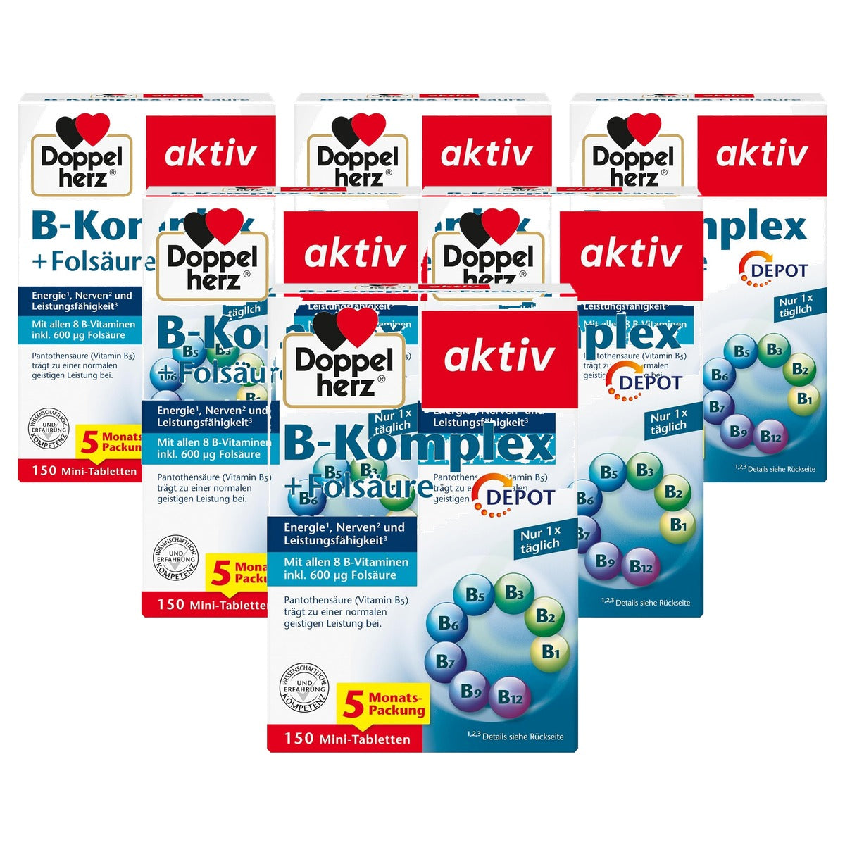 Doppelherz B-Complex Depot met Foliumzuur 150 Mini-tabletten - 6-pack