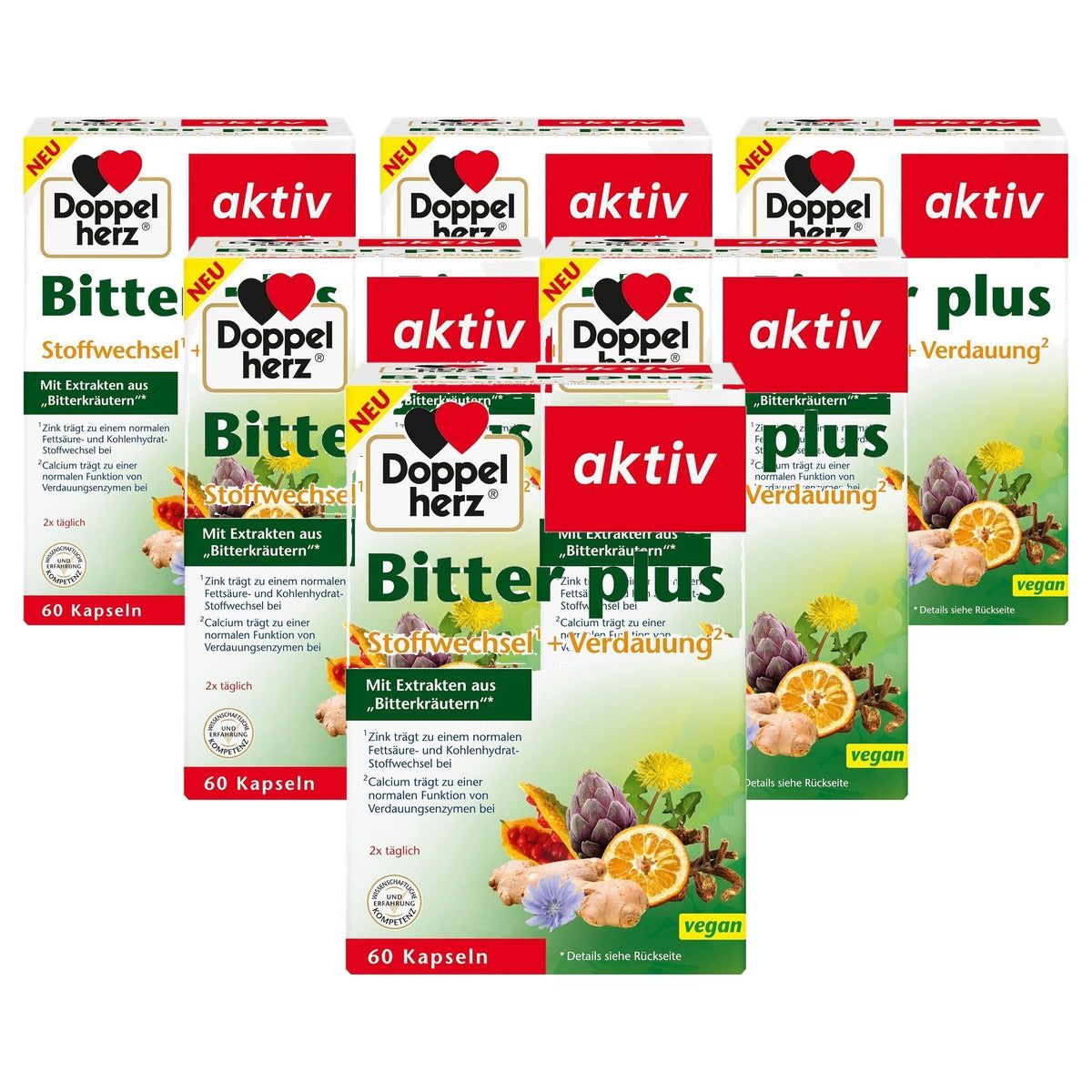 Doppelherz Bitter Plus Voedingssupplement 60 Capsules - 6-pack