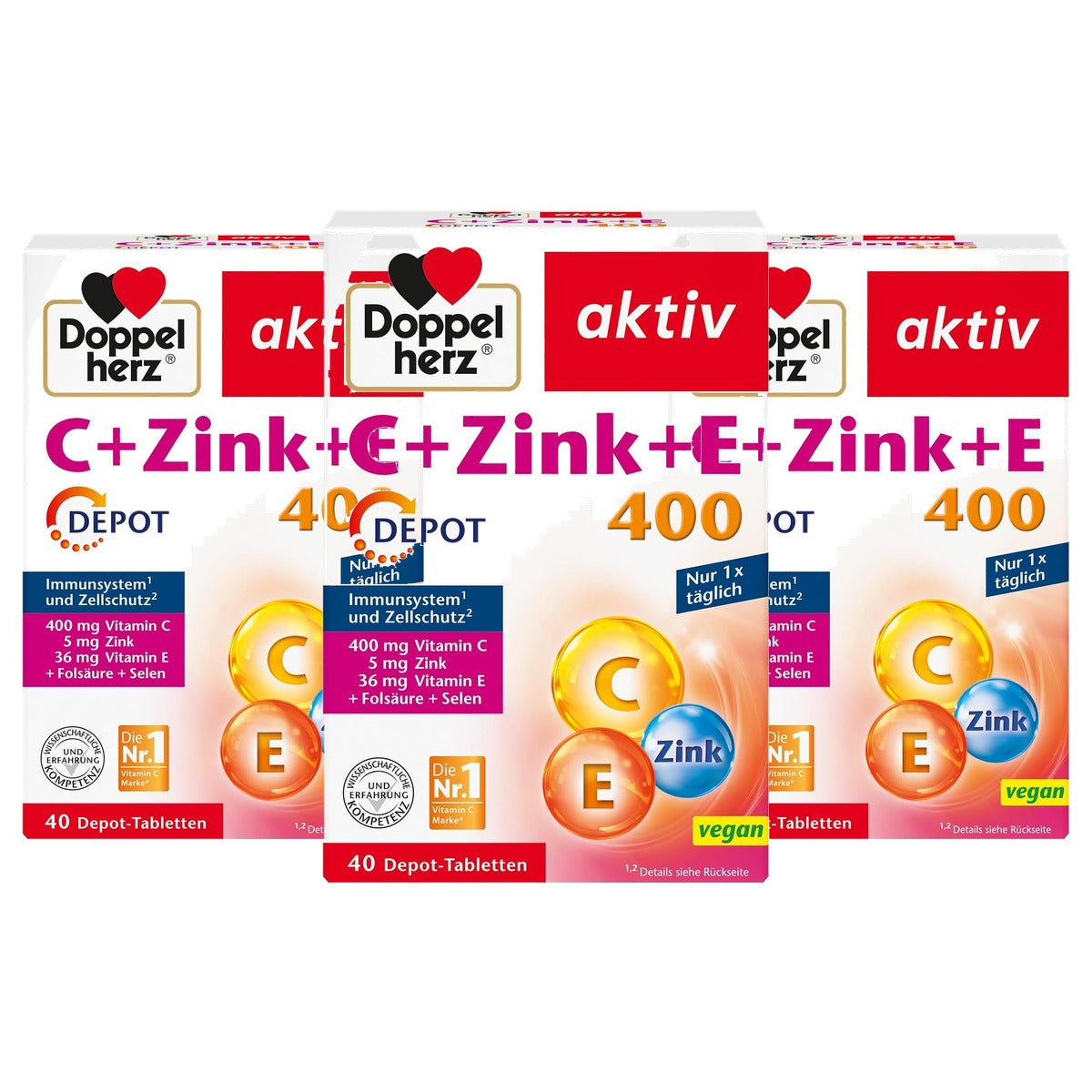 Doppelherz C + Zink + E 400 Depot 40 Tabletten - 3-pack