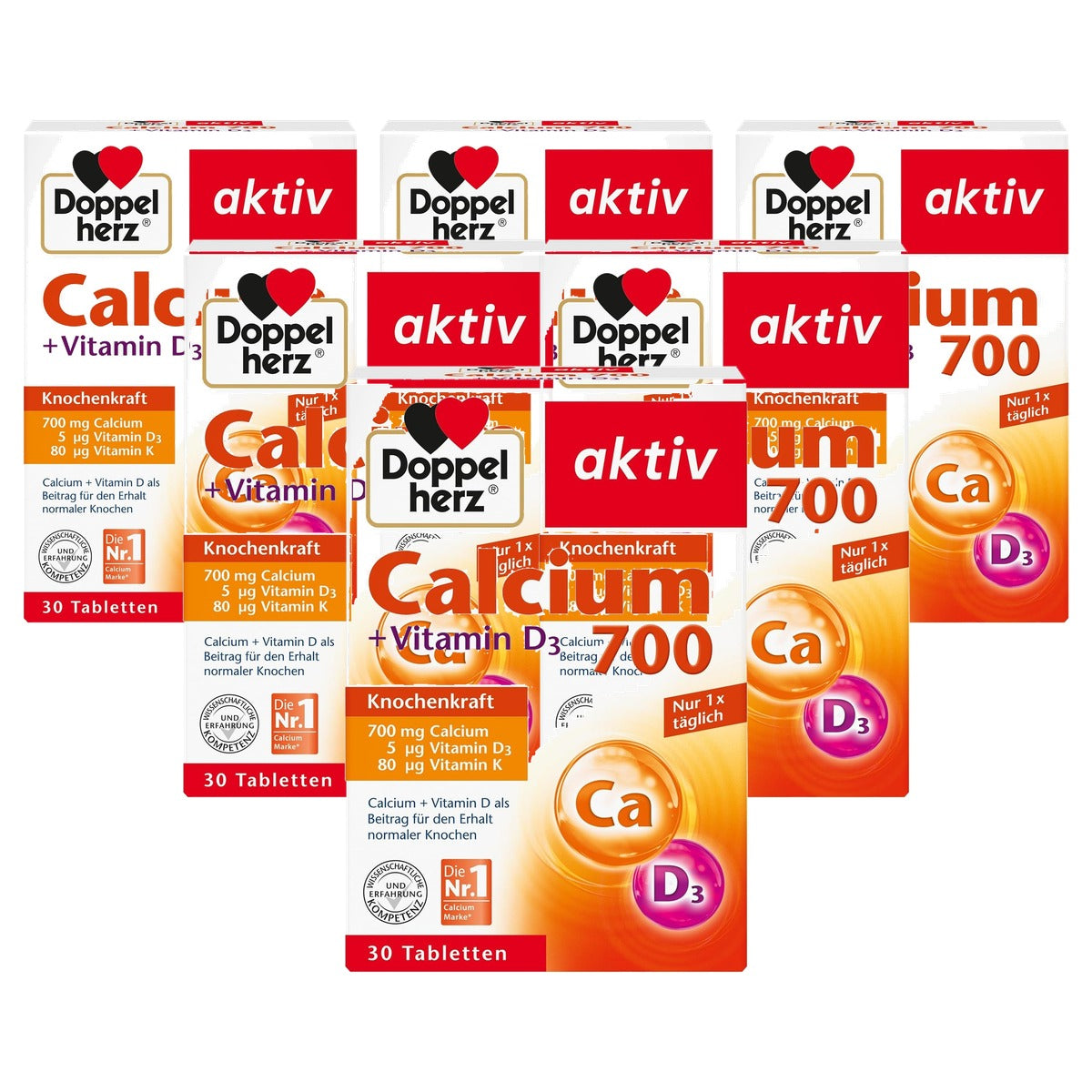 Doppelherz Calcium 700 + Vitamine D3 30 Tabletten - 6-pack