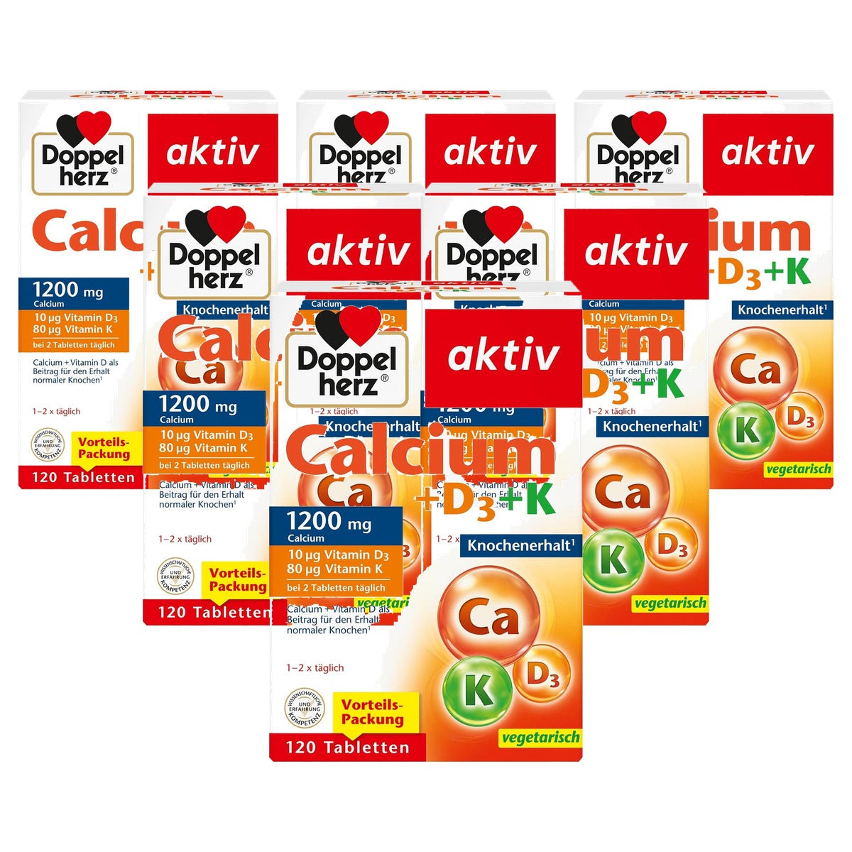 Doppelherz Calcium + Vitamine D3 + K 120 Tabletten - 6-pack