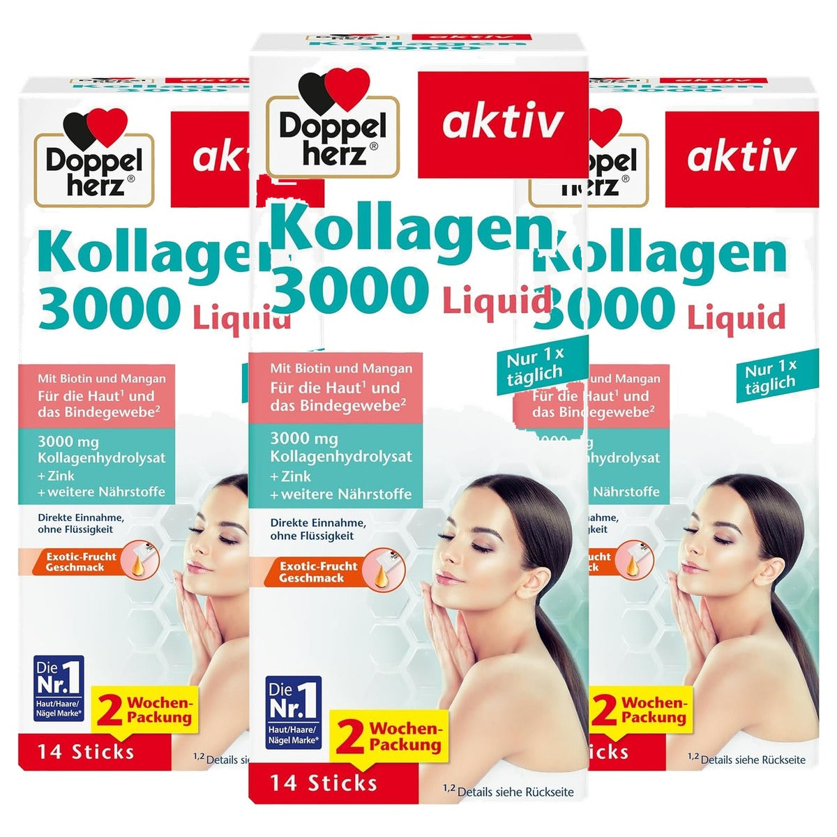 Doppelherz Collageen 3000 Liquid Huid + Bindweefsel 14 Portiezakjes - 3-pack