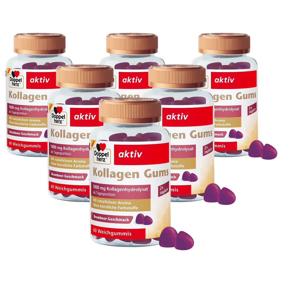 Doppelherz Collageen Gom met Braamsmaak 60 Gummies - 6-pack