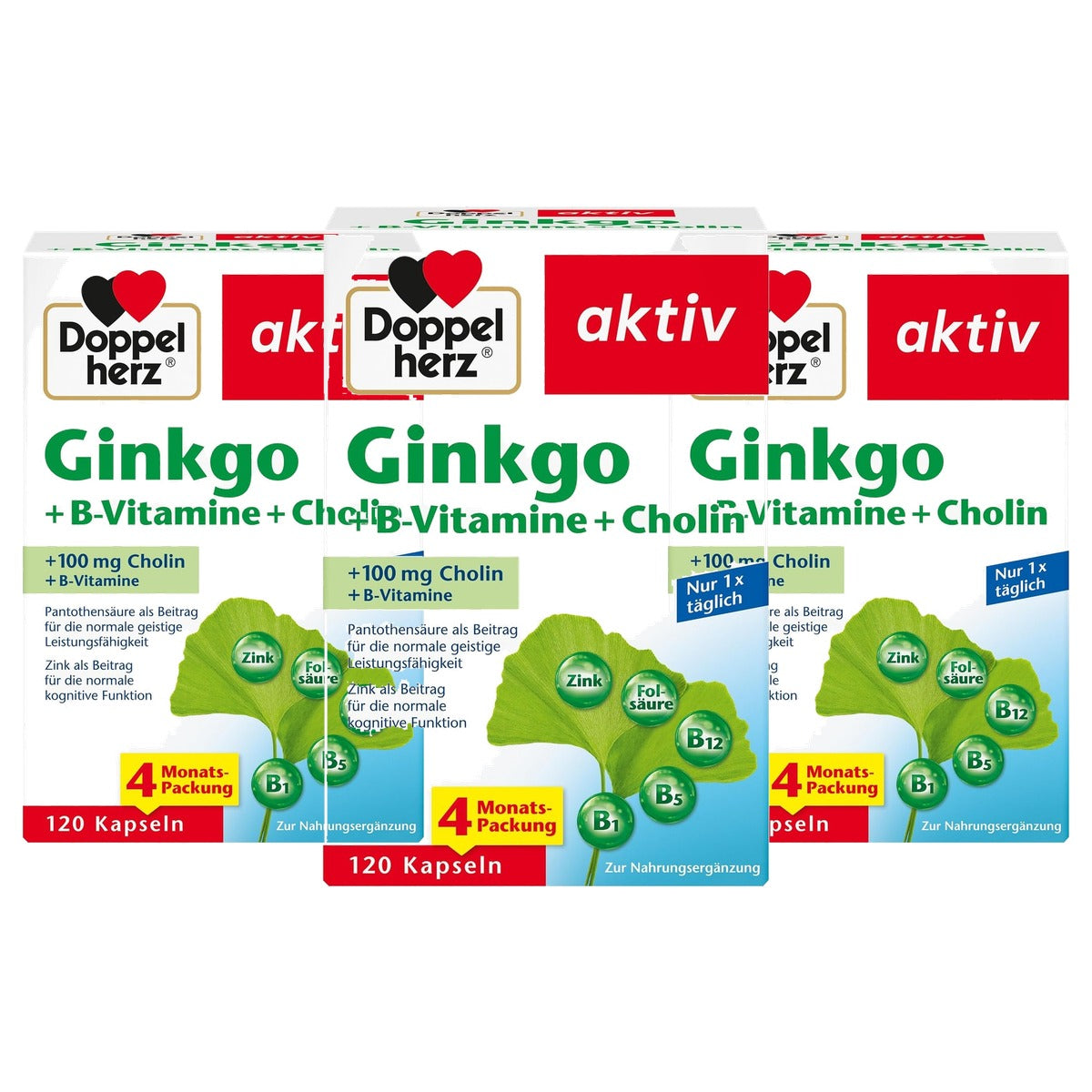 Doppelherz Ginkgo + B-vitamine + Choline 120 Capsules - 3-pack