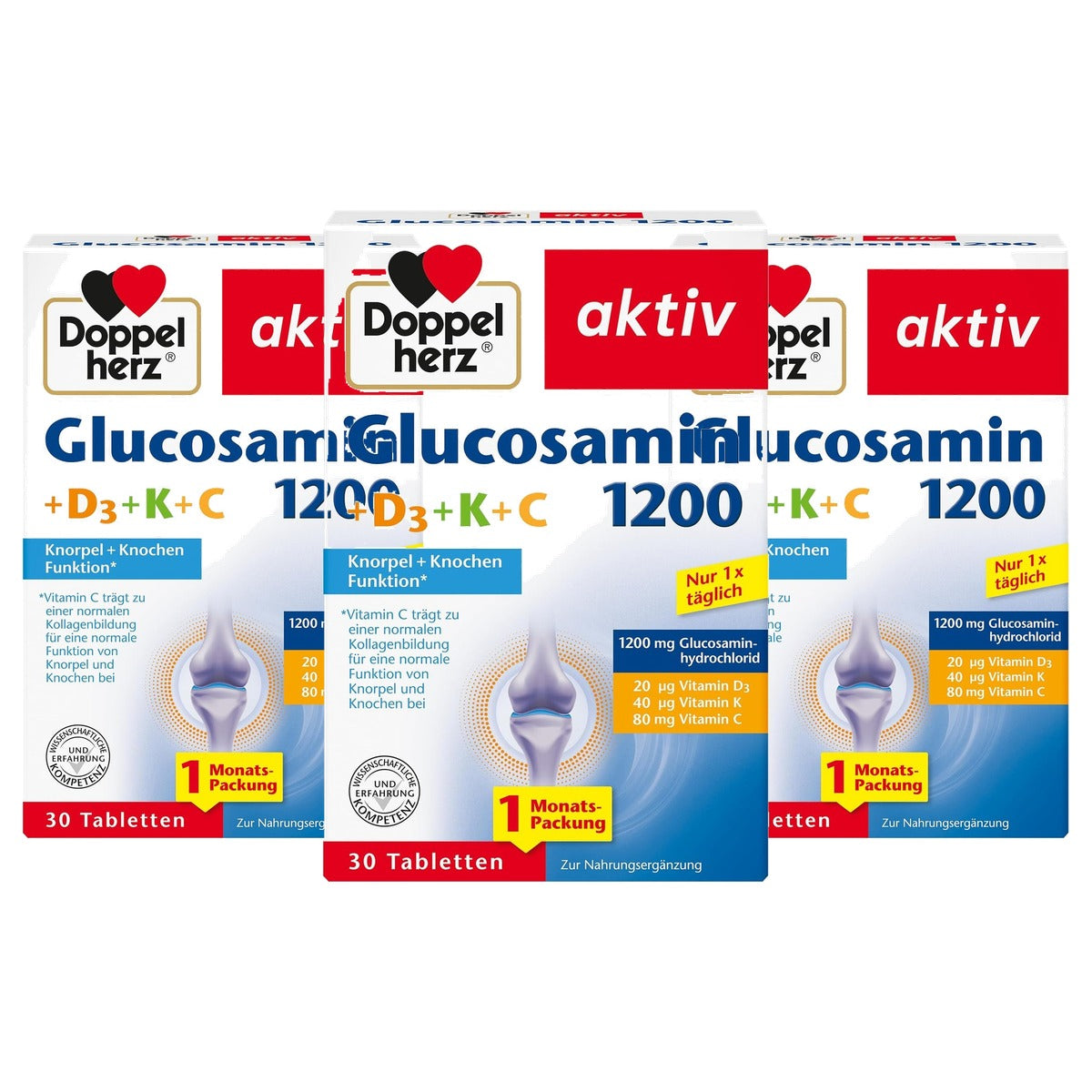 Doppelherz Glucosamine 1200 + D3 + K + C 3 tabletten - 3-pack