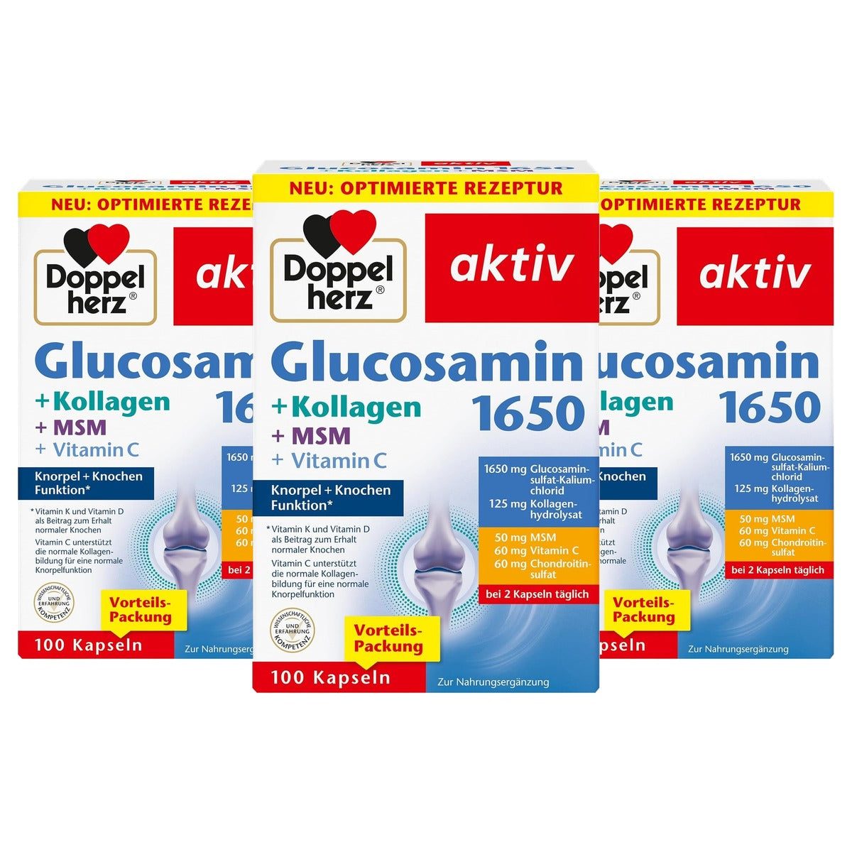 Doppelherz Glucosamine 1650 + Collageen + MSM 100 Capsules - 3-pack