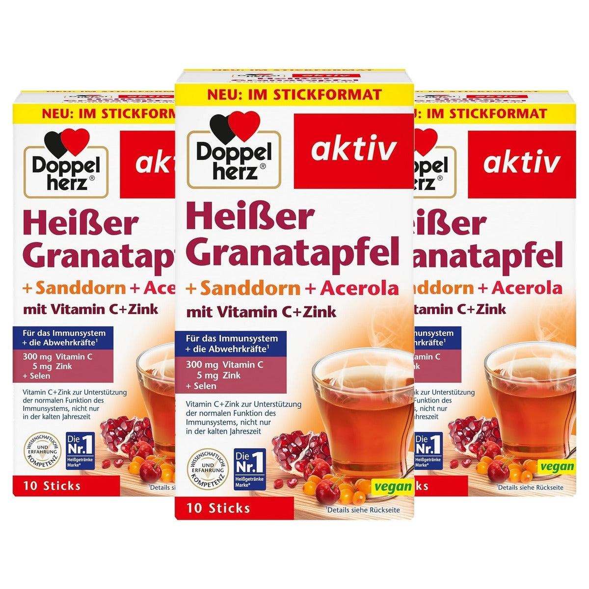 Doppelherz Hete Granaatappel + Duindoorn + Acerola 10 sticks - 3-pack