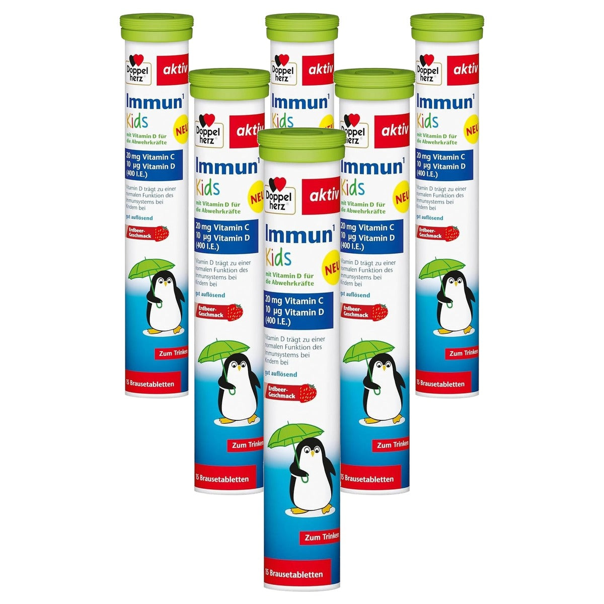Doppelherz Immun Kids Bruistabletten Aardbeiensmaak 15 stuks - 6-pack