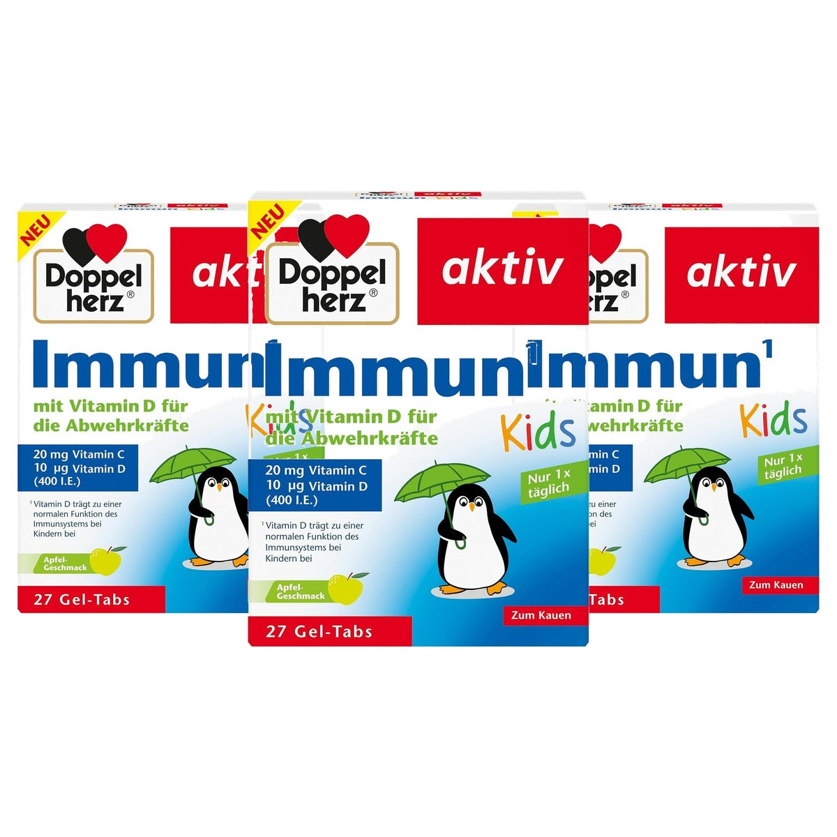Doppelherz Immun Kids Gel-tabs Appelsmaak 27 stuks - 3-pack