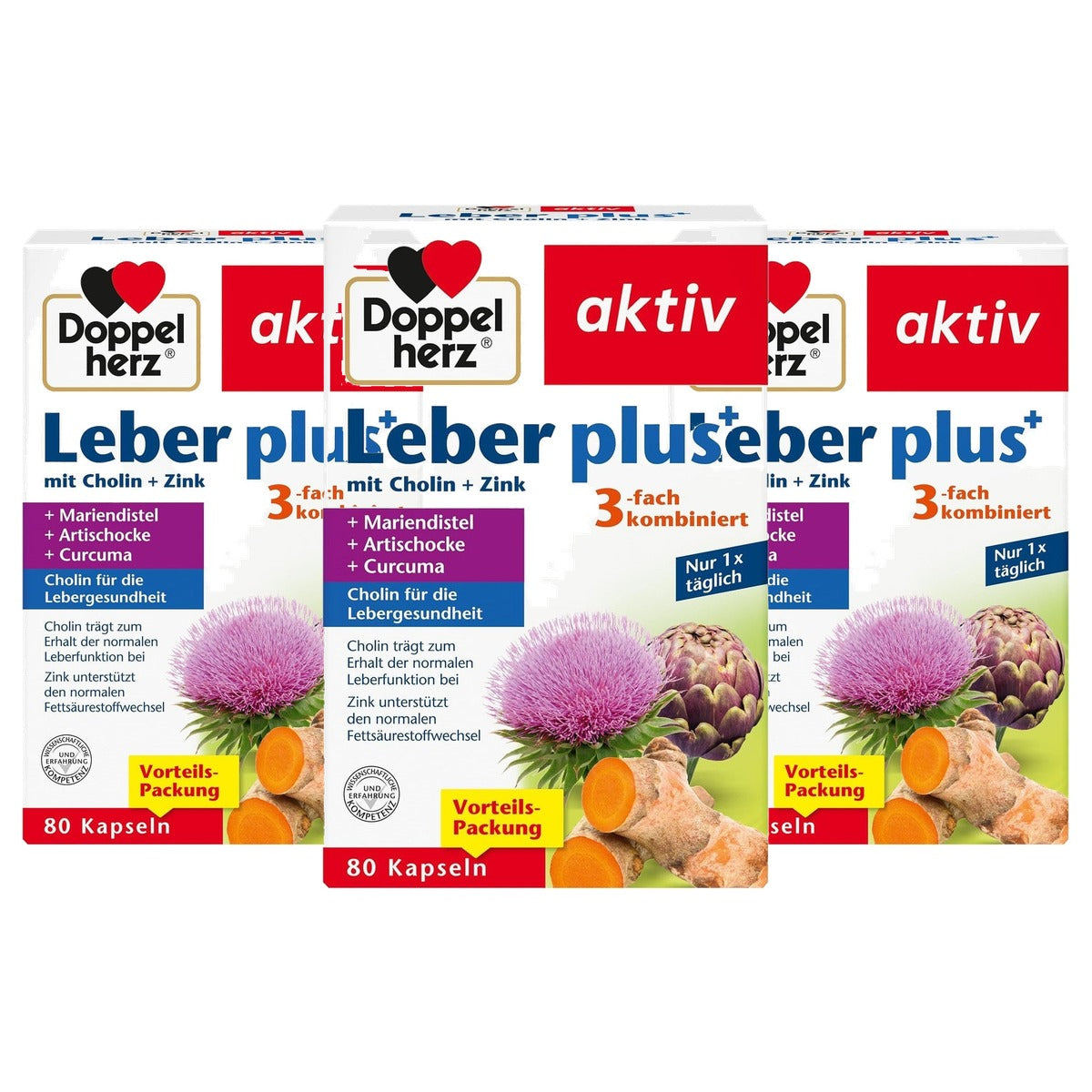 Doppelherz Lever Plus met Mariedistel en Artisjok 80 Capsules - 3-pack