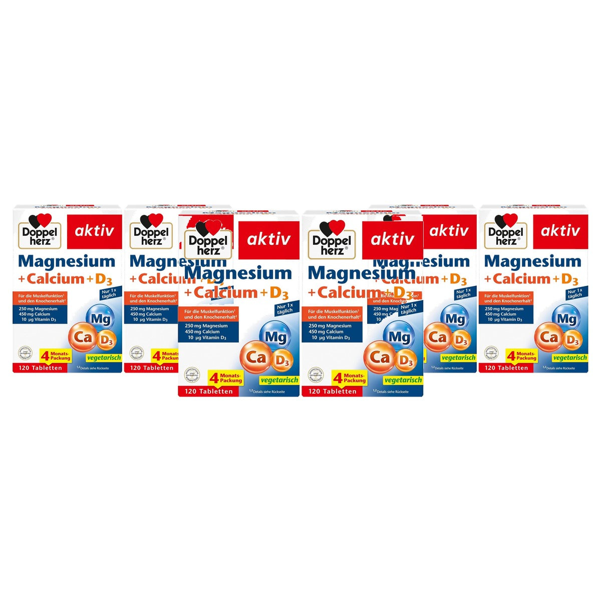 Doppelherz Magnesium + Calcium + D3 2 x 120 Tabletten - 3-pack
