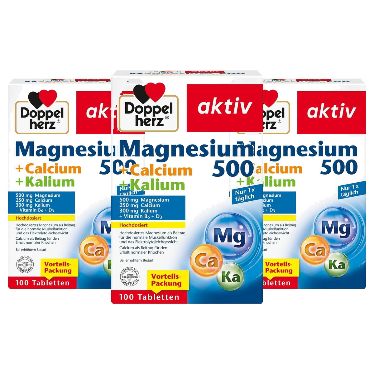 Doppelherz Magnesium + Calcium + Kalium 100 Tabletten - 3-pack