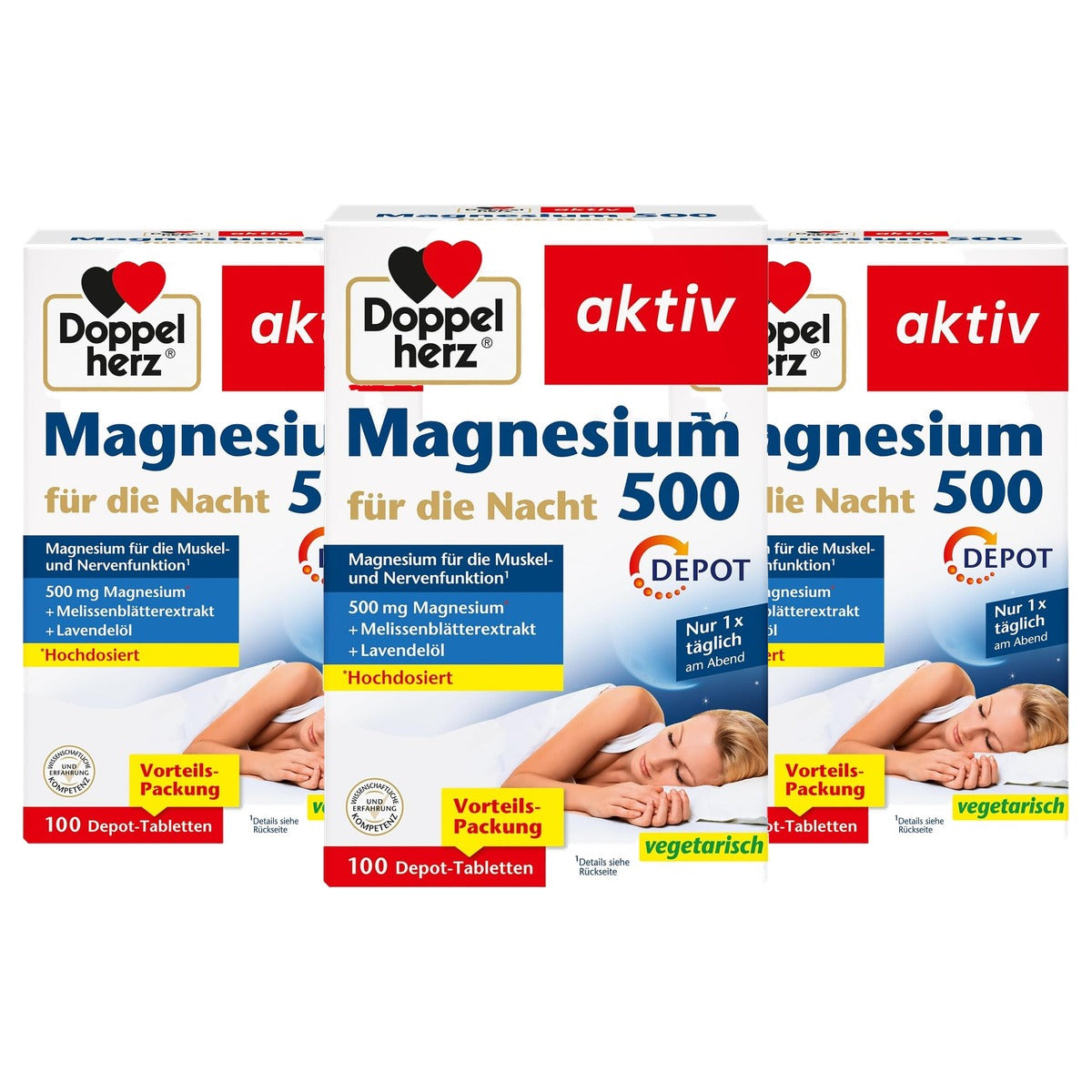 Doppelherz Magnesium 500 voor de Nacht 100 tabletten - 3-pack