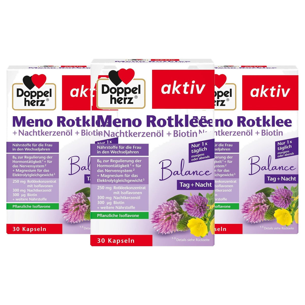 Doppelherz Meno Rode Klaver + Teunisbloemolie + Biotine 30 Capsules - 3-pack