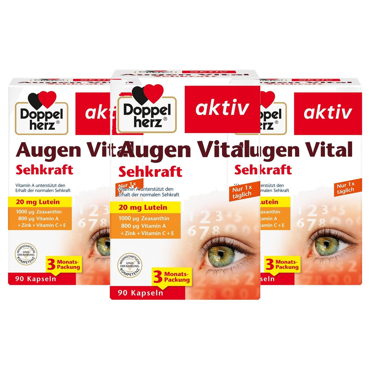 Doppelherz Ogen Vital met Luteïne en Zeaxanthine 90 Capsules - 3-pack