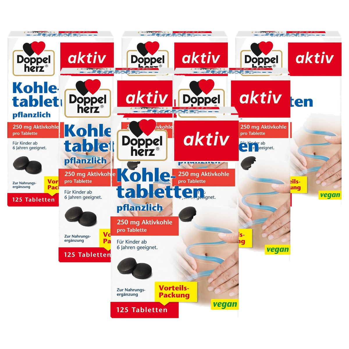 Doppelherz Plantaardige Kooltabletten 125 stuks - 6-pack