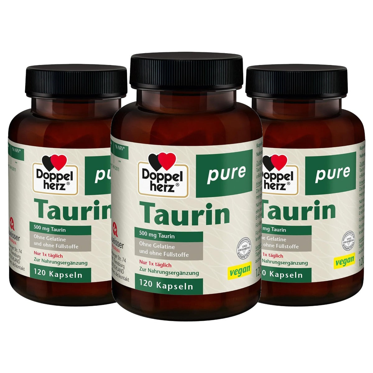 Doppelherz Pure Taurine Voedingssupplement 120 Capsules - 3-pack