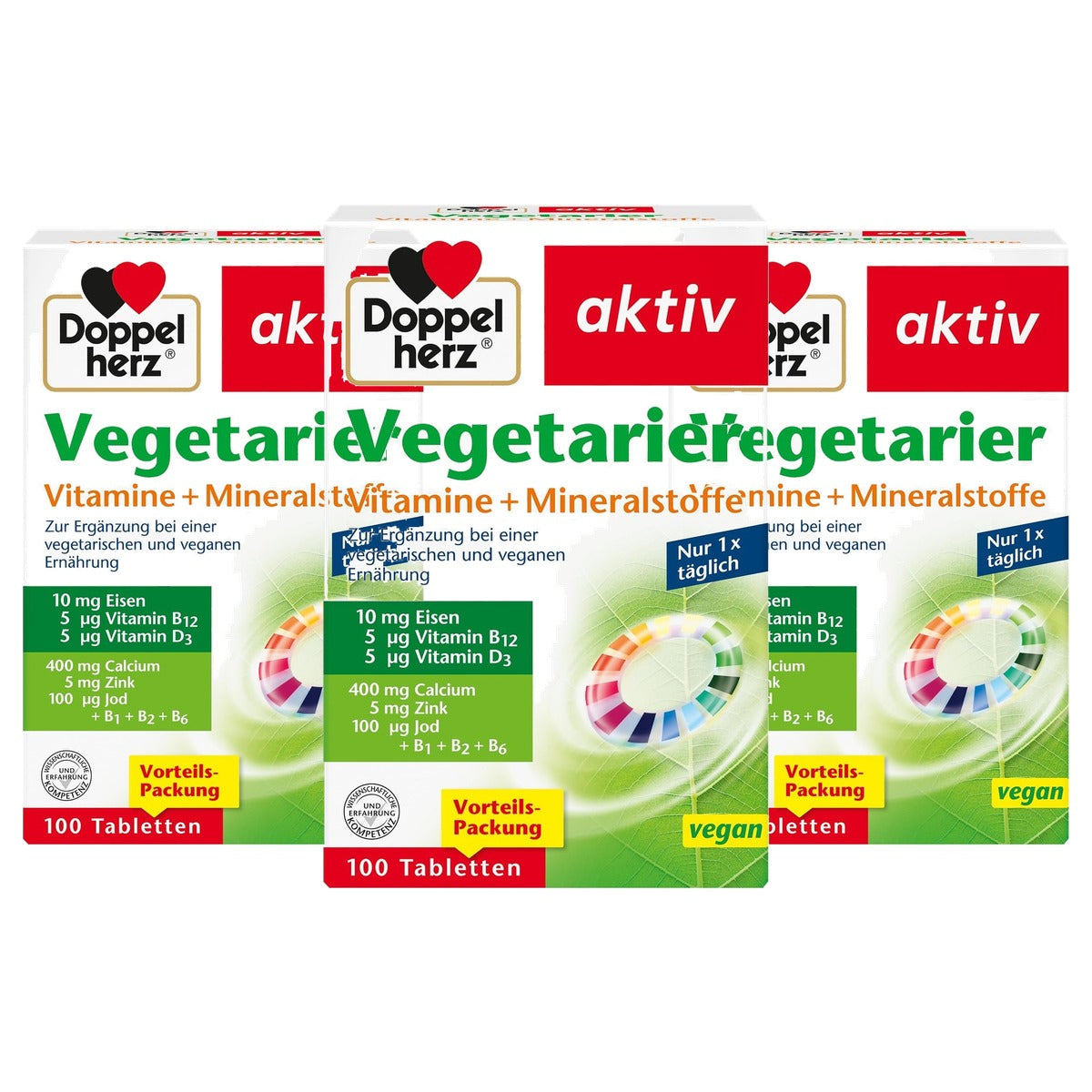 Doppelherz Vegetarische Vitaminen en Mineralen 100 Tabletten - 3-pack