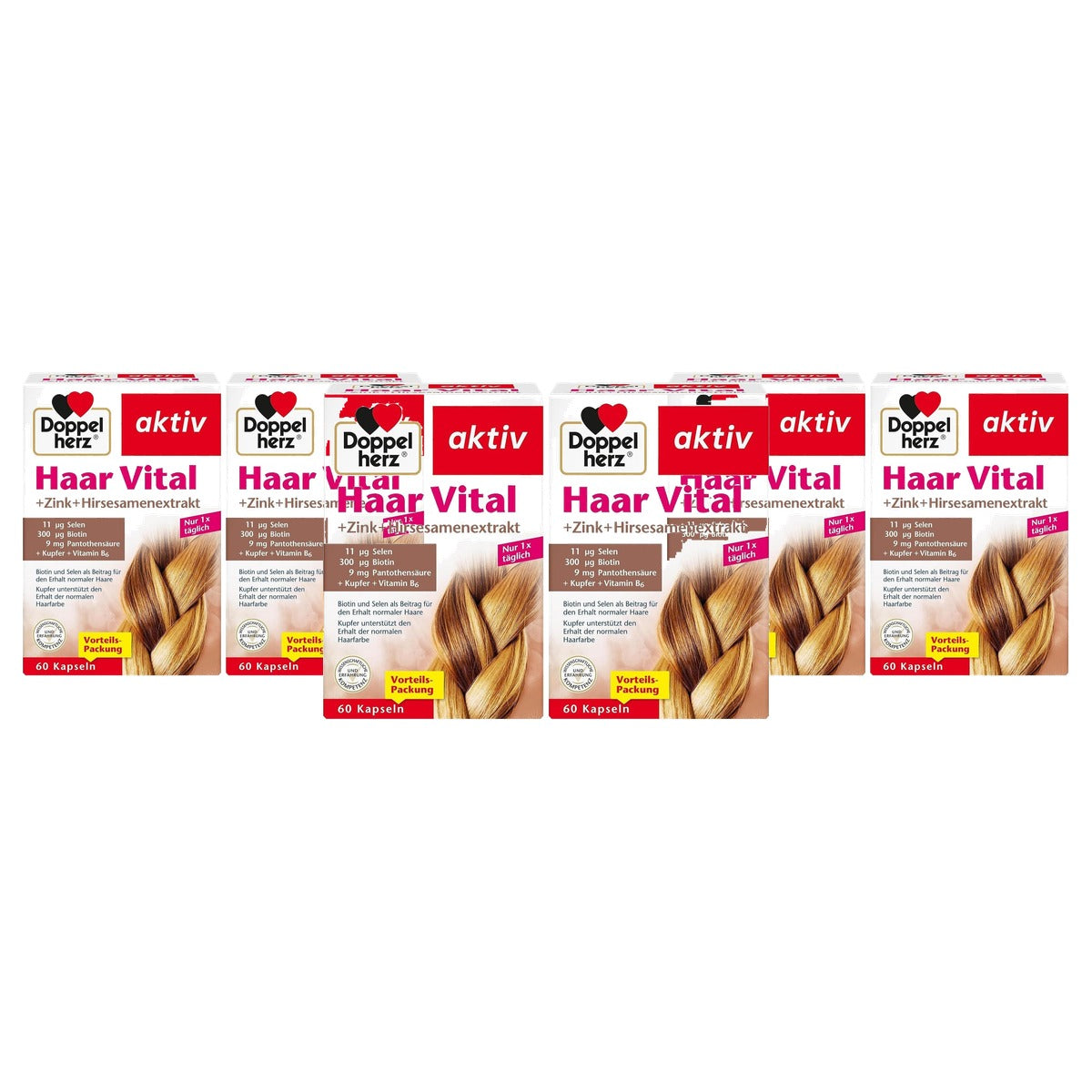 Doppelherz Vital Zink, Gierstzaadextract en Biotine 2 x 60 Capsules - 3-pack