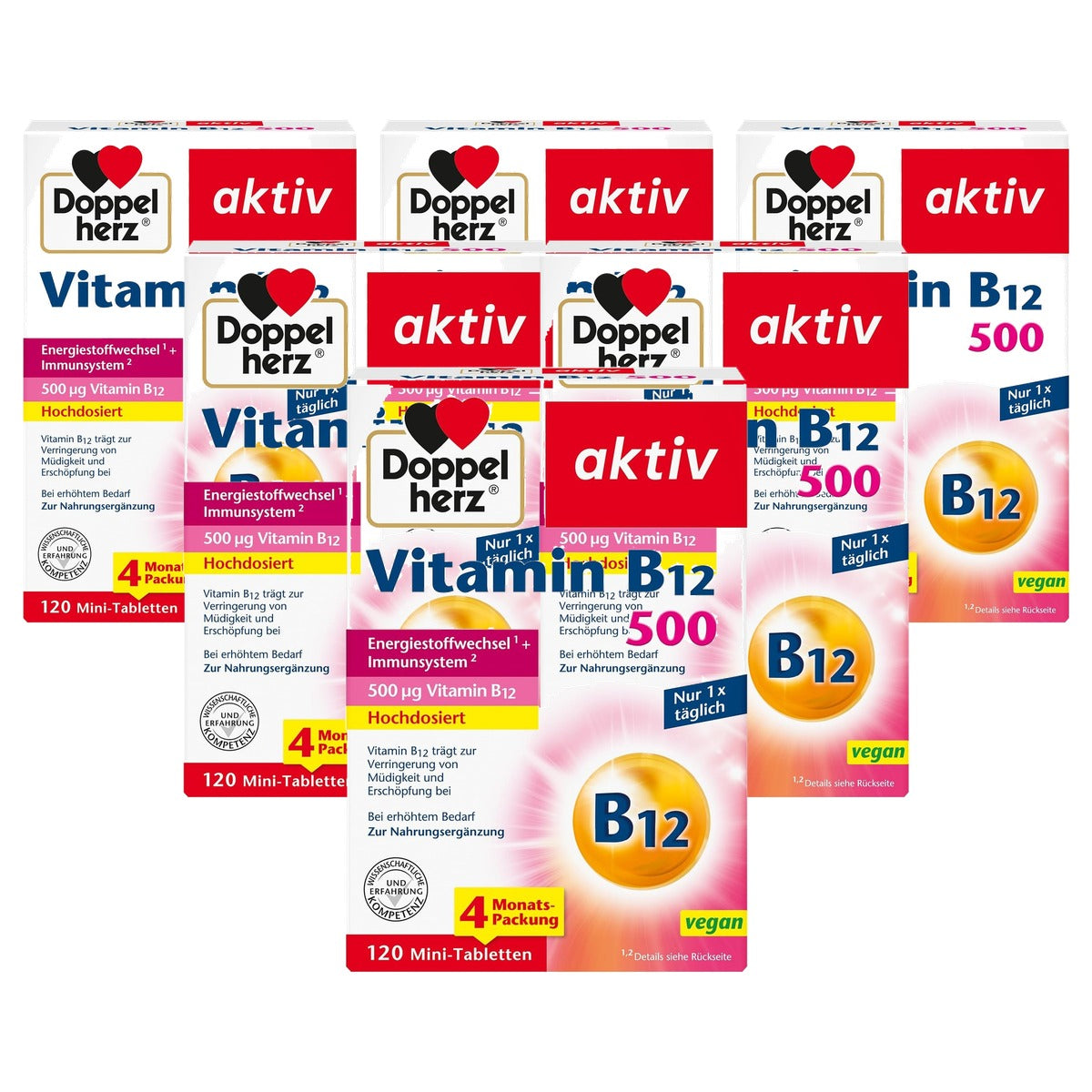 Doppelherz Vitamine B12 500 - 120 Mini-Tabletten - 6-pack