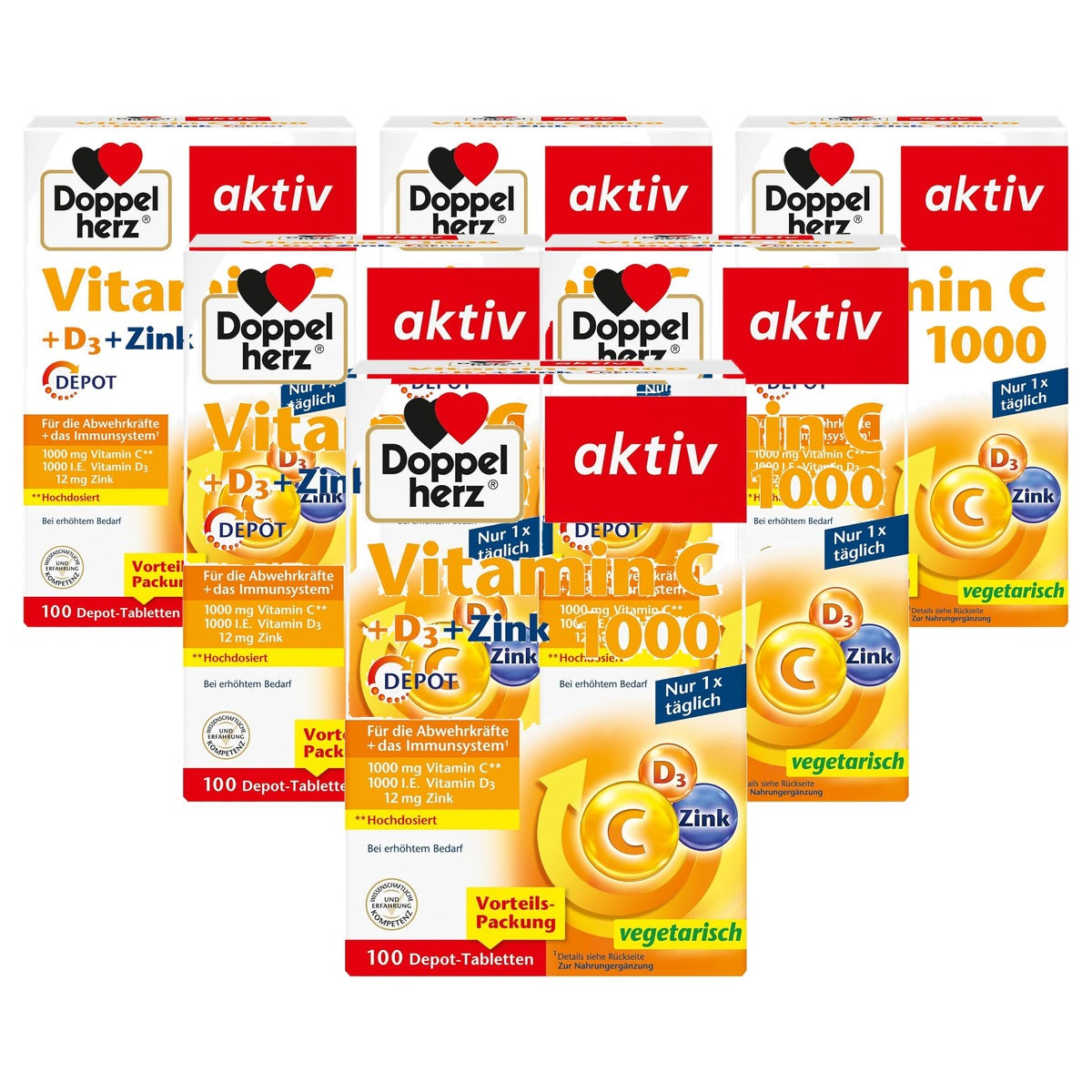 Doppelherz Vitamine C 1000 + D3 + Zink 100 tabletten - 6-pack